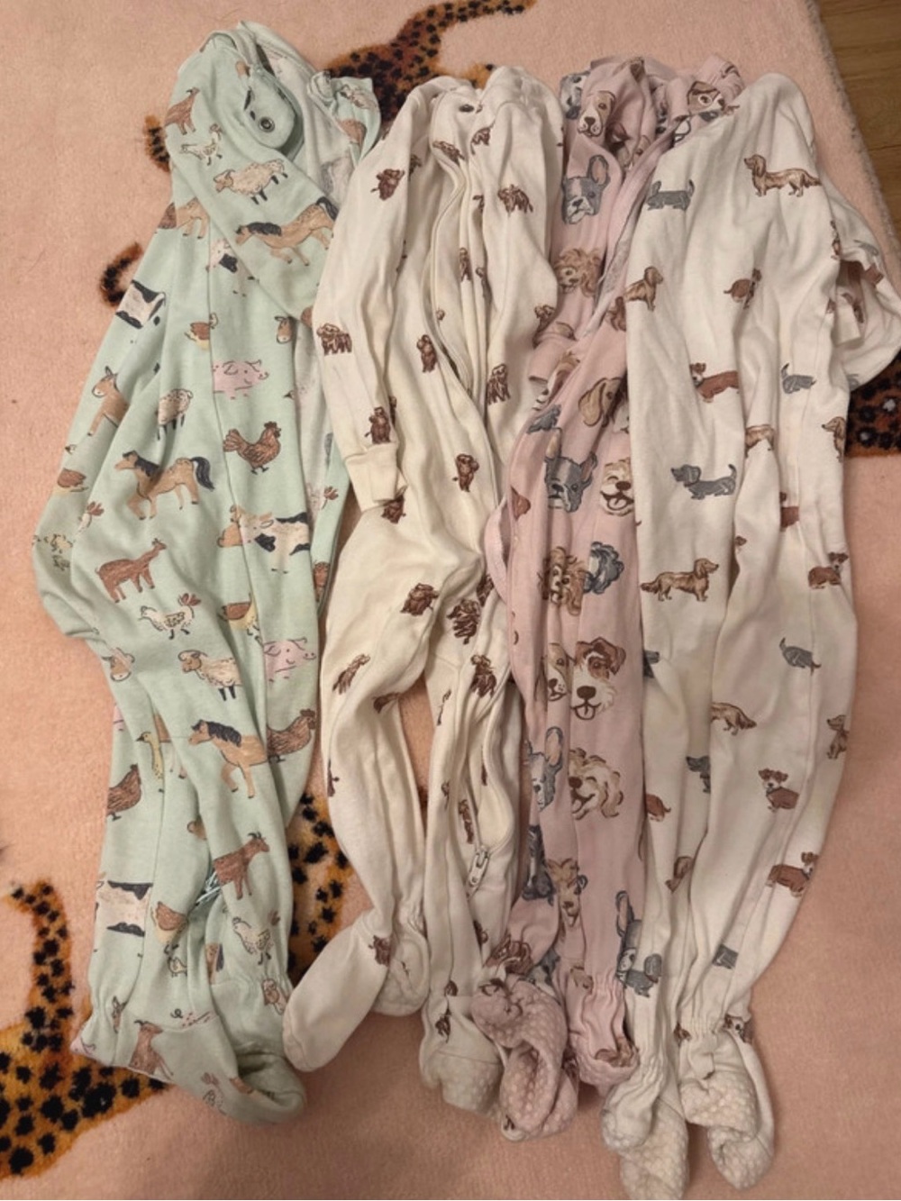 Bundle 4 100% cotton sleep and play double zipper footed pjs 18m